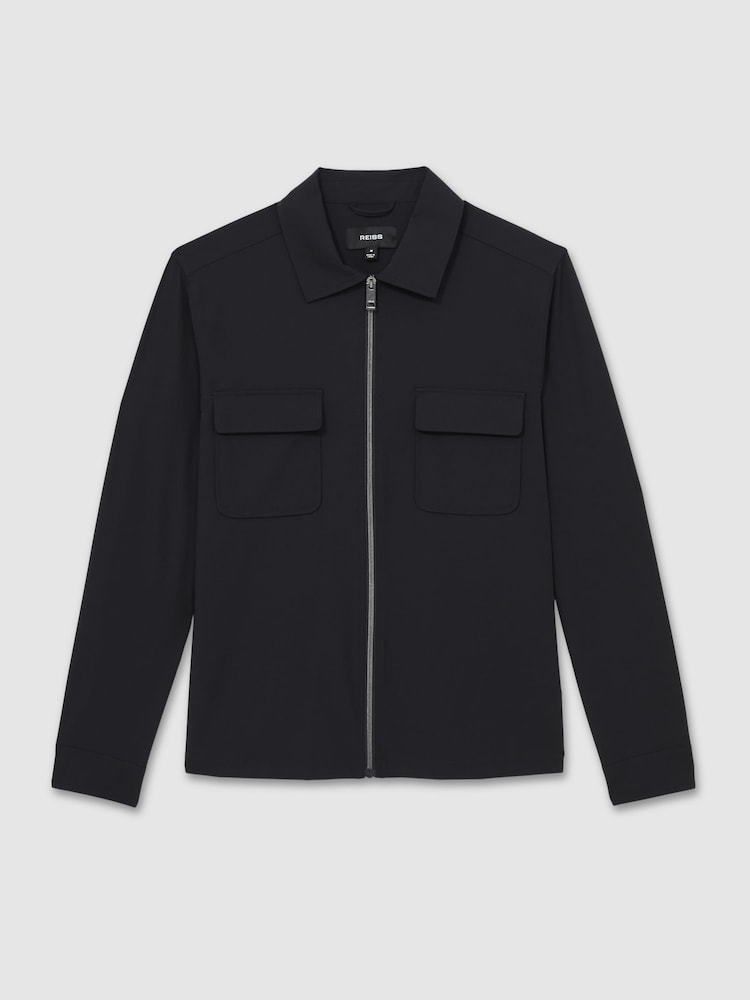 Reiss Navy Ascend Technical Zip-Through Overshirt - Image 2 of 6