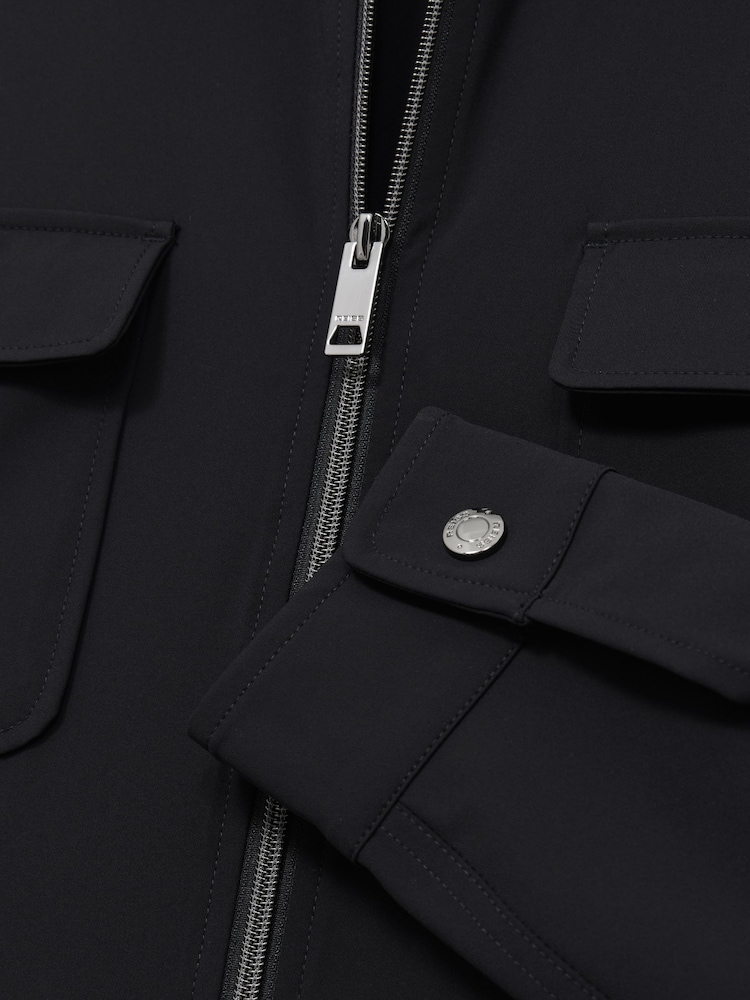 Reiss Navy Ascend Technical Zip-Through Overshirt - Image 6 of 6