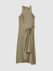 Хаки - Атласное платье миди Reiss Micah - Image 2 of 5