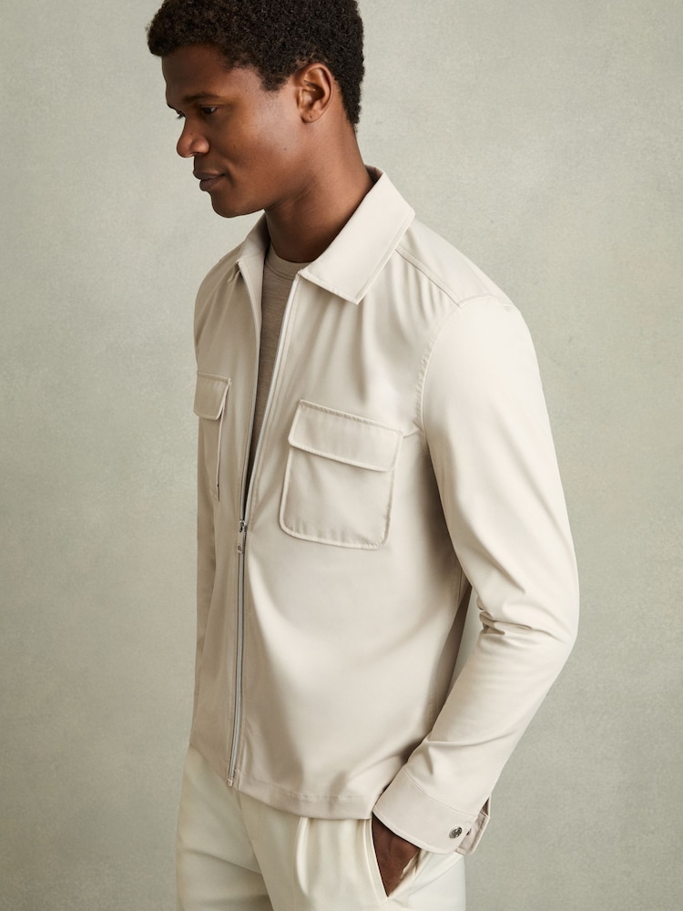 Reiss Stone Ascend Technical Zip-Through Overshirt - Image 1 of 7