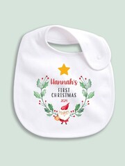 Personalised 100% Cotton Christmas Santa And Star Bib by Little Years - Image 1 of 5