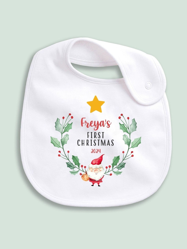Personalised 100% Cotton Christmas Santa And Star Bib by Little Years - Image 2 of 5
