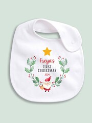 Personalised 100% Cotton Christmas Santa And Star Bib by Little Years - Image 3 of 5