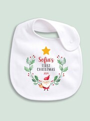 Personalised 100% Cotton Christmas Santa And Star Bib by Little Years - Image 4 of 5