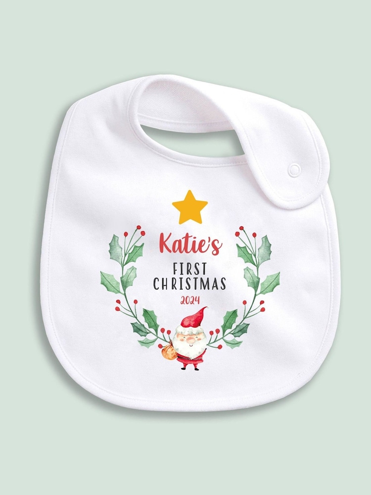 Personalised 100% Cotton Christmas Santa And Star Bib by Little Years - Image 5 of 5