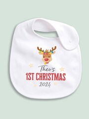 Personalised 100% Cotton Christmas Rudolf Bib by Little Years - Image 1 of 4
