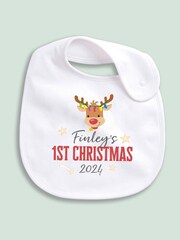Personalised 100% Cotton Christmas Rudolf Bib by Little Years - Image 2 of 4