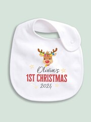 Personalised 100% Cotton Christmas Rudolf Bib by Little Years - Image 3 of 4