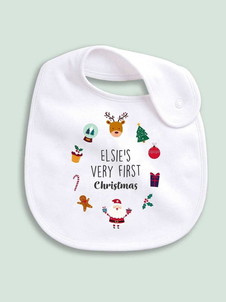 Personalised 100% Cotton Christmas Icon Bib by Little Years - Image 2 of 4 Personalised 100% Cotton Christmas Icon Bib by Little Years - Image 2 of 4