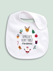 Personalised 100% Cotton Christmas Icon Bib by Little Years - Image 3 of 4