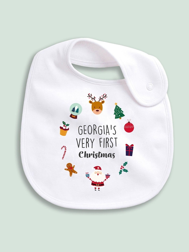 Personalised 100% Cotton Christmas Icon Bib by Little Years - Image 4 of 4