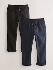 Schwarz/Marineblau - Schlupfhose mit Rippenbund im 2er Pack (3–16 J.) - Bild 1 von 3