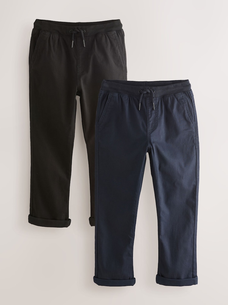 Schwarz/Marineblau - Schlupfhose mit Rippenbund im 2er Pack (3–16 J.) - Bild 1 von 3