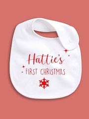 Personalised 1st Christmas 100% Cotton Bib by Little Years - Image 1 of 4
