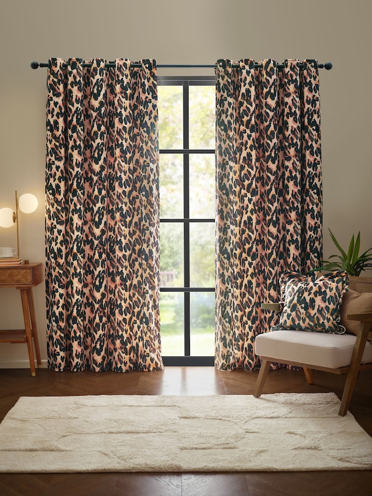 Furn Leopard Print Eyelet Curtain - Image 1 of 5