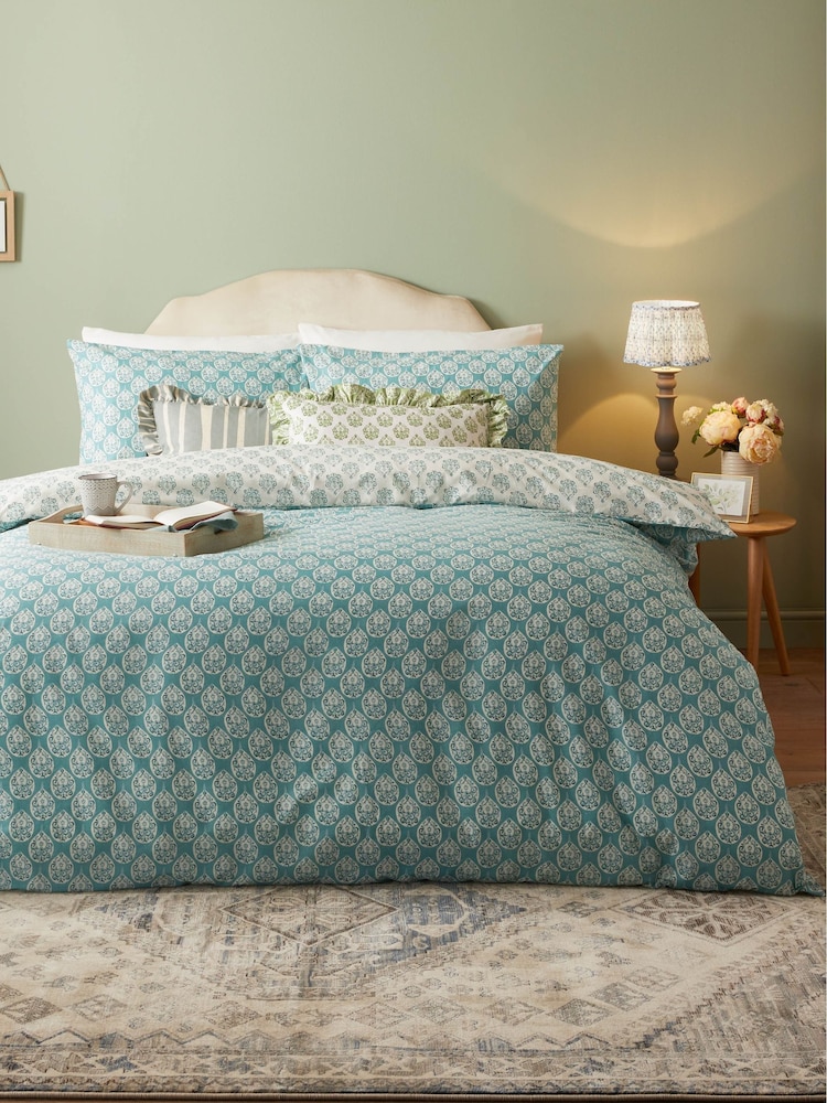 Furn Blue Krissa Block Print Duvet Set - Image 1 of 3