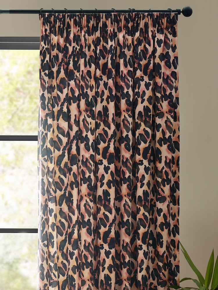 Furn Multi Leopard Print Pencil Pleat Curtain - Image 3 of 5