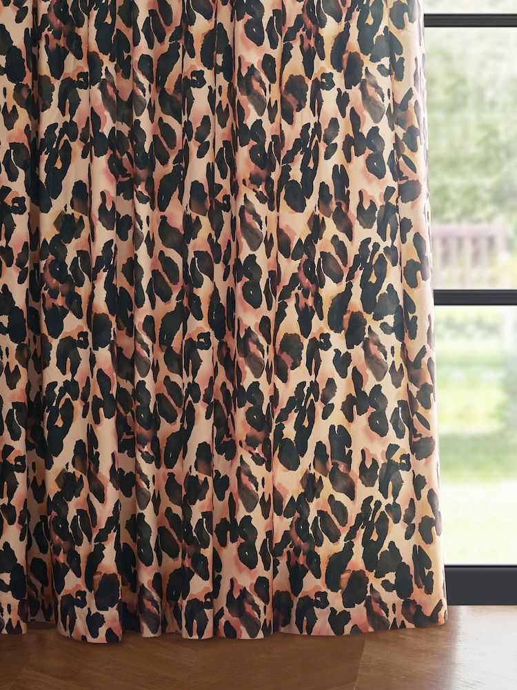 Furn Multi Leopard Print Pencil Pleat Curtain - Image 4 of 5