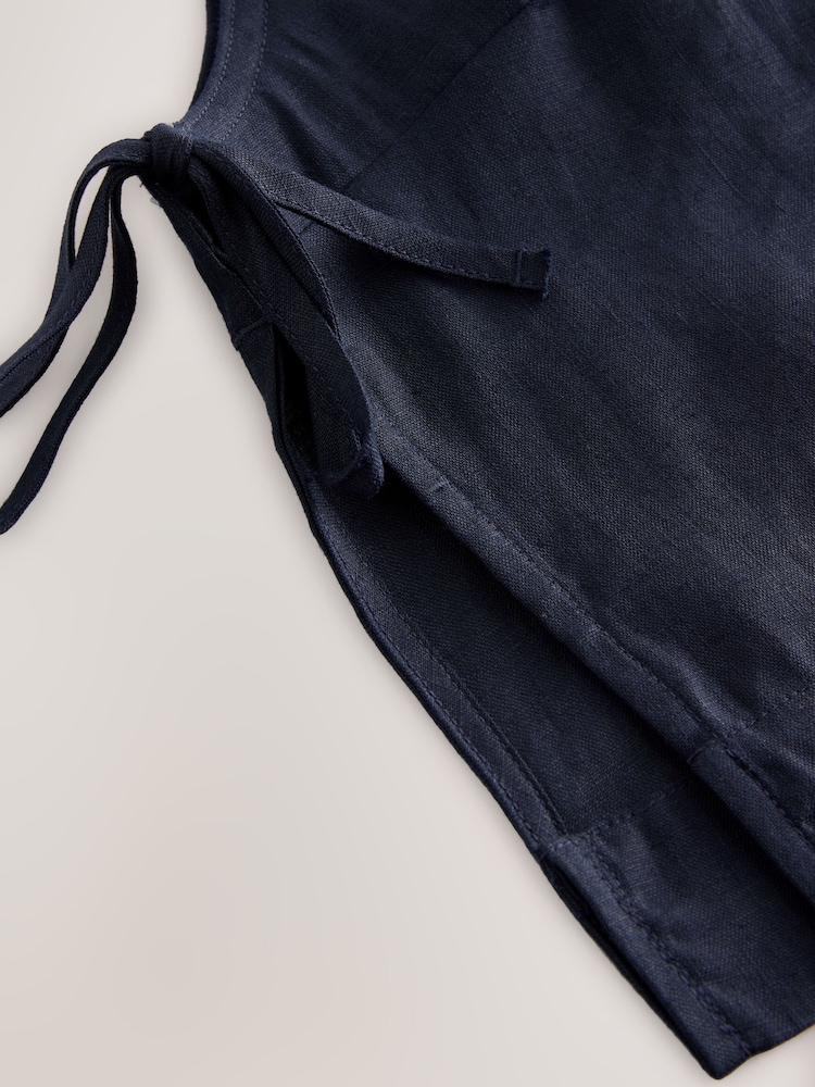 Navy 100% Linen Shell Top - Image 9 of 9