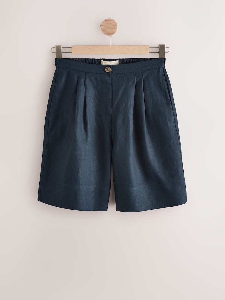 Marineblauw - 100% Linen Bermuda Shorts - Image 8 of 11