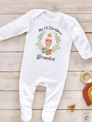 Little Years White Personalised Christmas Nutcracker 100% Cotton Sleepsuit - Image 1 of 4