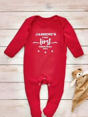 Little Years Personalised Stars 100% Cotton Christmas Sleepsuit - Image 3 of 4