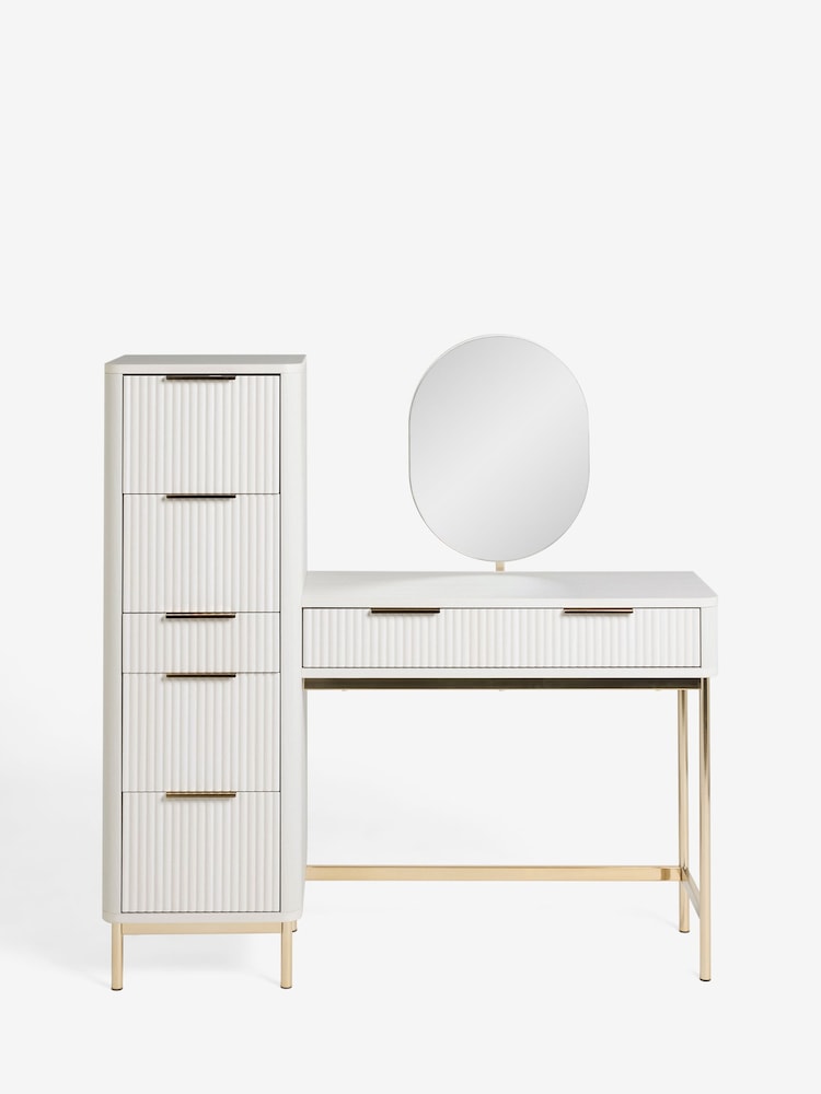 White Emilie Oak Effect 7 Drawer Console Dressing Table - Image 1 of 1