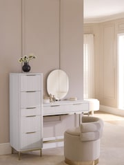 White Emilie Oak Effect 7 Drawer Console Dressing Table - Image 2 of 8
