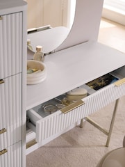 White Emilie Oak Effect 7 Drawer Console Dressing Table - Image 3 of 8