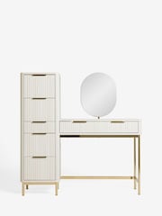 White Emilie Oak Effect 7 Drawer Console Dressing Table - Image 4 of 8