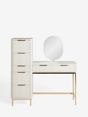 White Emilie Oak Effect 7 Drawer Console Dressing Table - Image 5 of 8