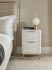 White Emilie Oak Effect 2 Drawer Slim Bedside Table - Image 1 of 6