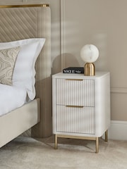 White Emilie Oak Effect 2 Drawer Slim Bedside Table - Image 2 of 6