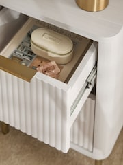 White Emilie Oak Effect 2 Drawer Slim Bedside Table - Image 3 of 6