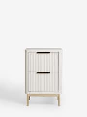 White Emilie Oak Effect 2 Drawer Slim Bedside Table - Image 4 of 6