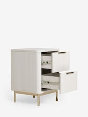 White Emilie Oak Effect 2 Drawer Slim Bedside Table - Image 5 of 6