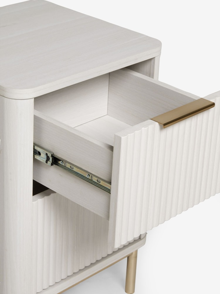 White Emilie Oak Effect 2 Drawer Slim Bedside Table - Image 6 of 6