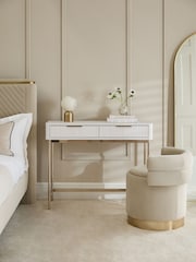 White Emilie Oak Effect 2 Drawer Console Dressing Table - Image 1 of 1