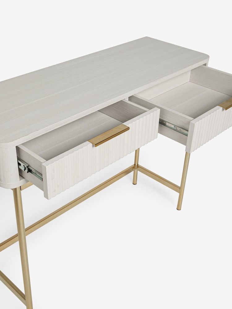 White Emilie Oak Effect 2 Drawer Console Dressing Table - Image 10 of 10 White Emilie Oak Effect 2 Drawer Console Dressing Table - Image 10 of 10