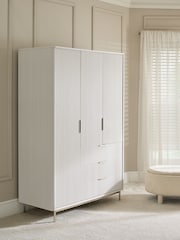 White Emilie Oak Effect Triple, 3 drawers Wardrobe - Image 1 of 8