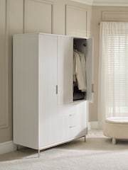 White Emilie Oak Effect Triple, 3 drawers Wardrobe - Image 2 of 8