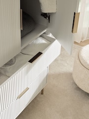 White Emilie Oak Effect Triple, 3 drawers Wardrobe - Image 4 of 8