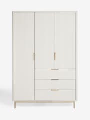 White Emilie Oak Effect Triple, 3 drawers Wardrobe - Image 5 of 8