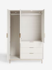 White Emilie Oak Effect Triple, 3 drawers Wardrobe - Image 6 of 8