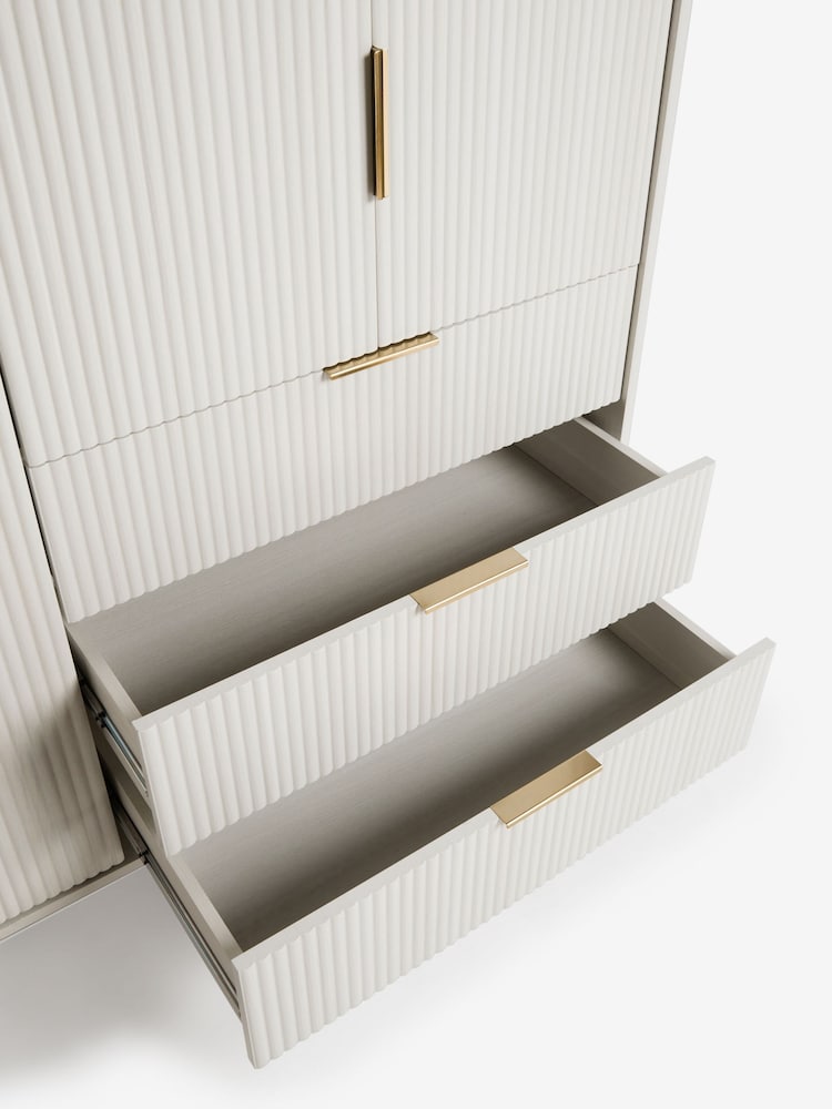 White Emilie Oak Effect Triple, 3 drawers Wardrobe - Image 8 of 8