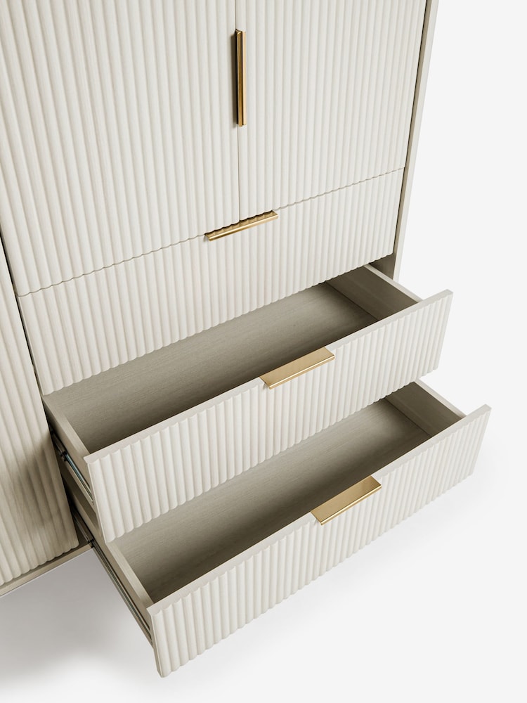 White Emilie Oak Effect Triple, 3 drawers Wardrobe - Image 9 of 9