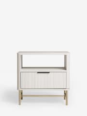 White Emilie Oak Effect 1 Drawer Bedside Table - Image 2 of 6