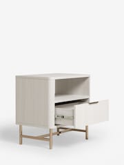 White Emilie Oak Effect 1 Drawer Bedside Table - Image 3 of 6