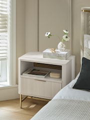 White Emilie Oak Effect 1 Drawer Bedside Table - Image 4 of 6