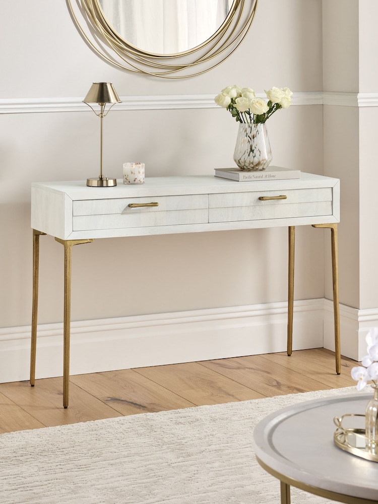 Light Natural Isla Solid Mango Console Dressing Table - Image 1 of 10